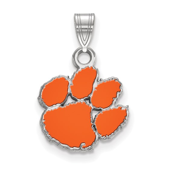 Sterling Silver Clemson University Small Enamel Pendant Sterling Silver Clemson University Small Enamel Pendant